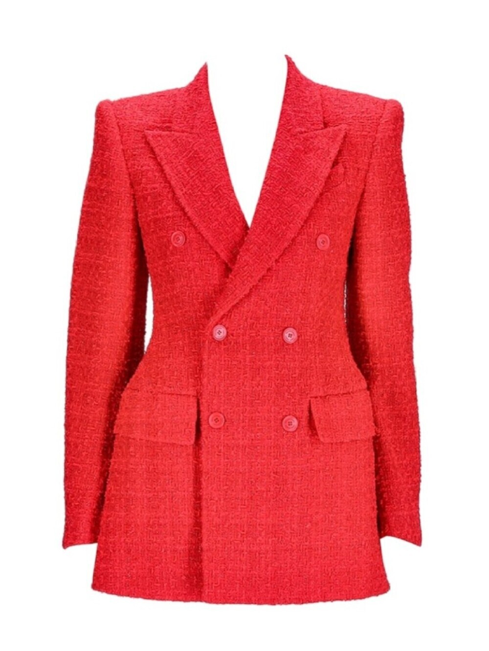Balenciaga Double- Brasted Red Tweed Jacket Sz FR 34 US 2